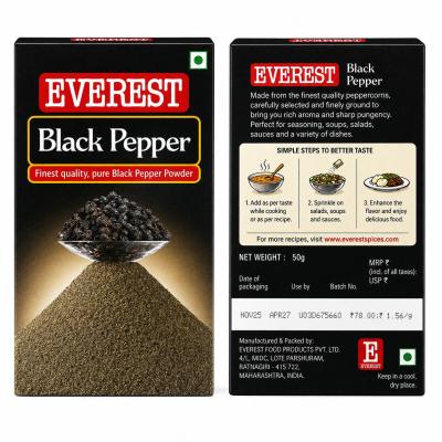 EVEREST BLACK PEPPER FINEST QUALITY PURE BLACK PEPPER POWDER - 50g